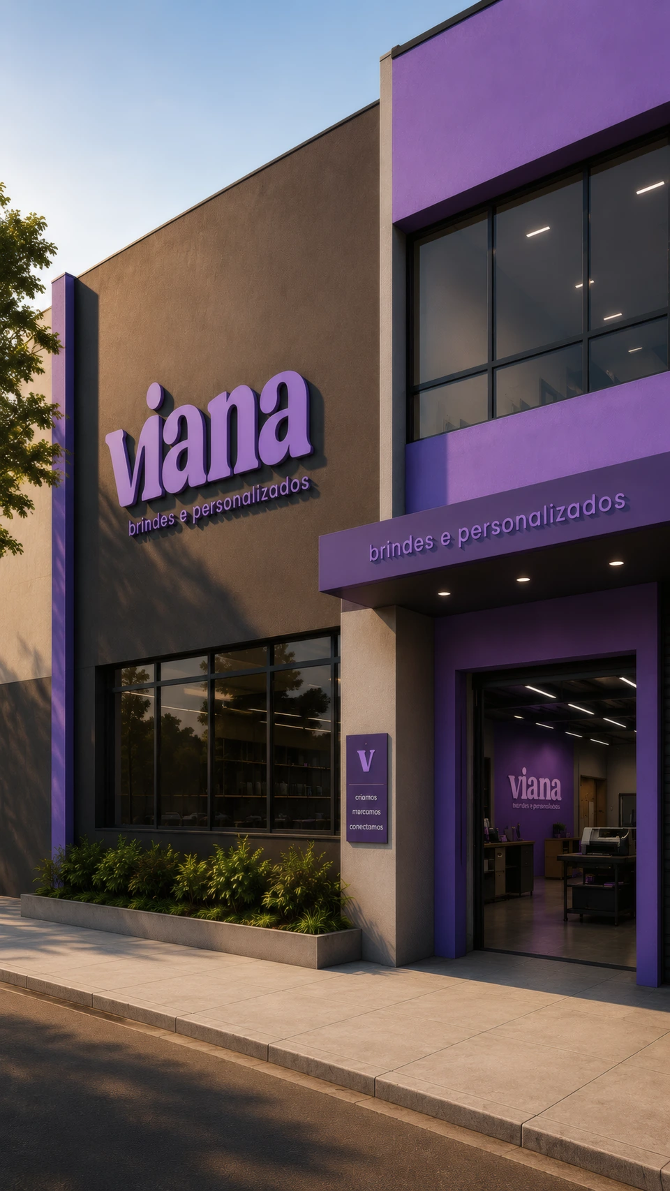Fachada conceitual da marca Viana Criativa